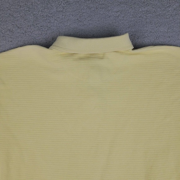 Tommy Bahama Polo Shirt Mens XL Yellow Ribbed Striped Silk Cotton Short Sleeve - Picture 6 of 10
